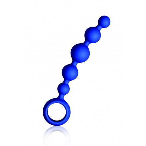 Малая анальная цепочка Joyballs Wave синего цвета - 17,5 см.