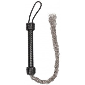 Черная многохвостая металлическая плеть Silver Ball Chain Flogger - 76 см.